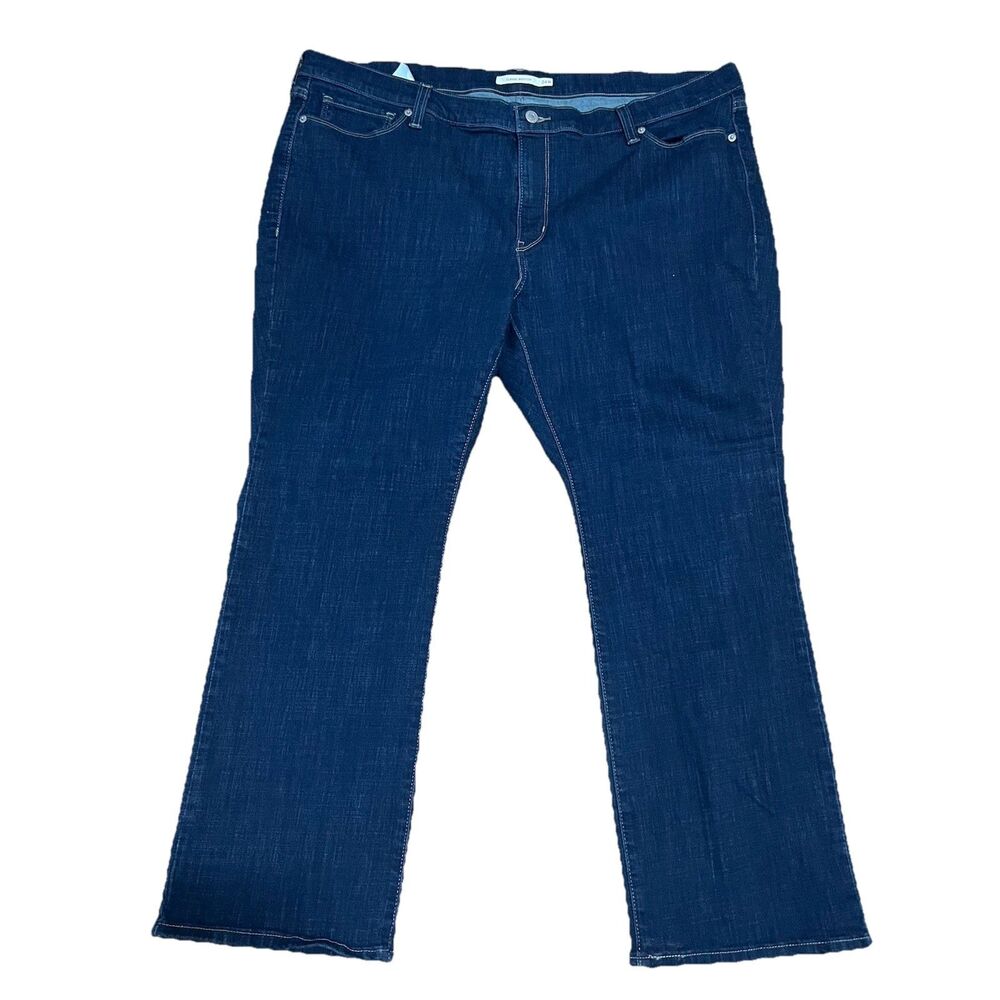 Levis Classic Bootcut Jeans Size 24W Short Dark Blue Denim Casual Stretch Boho